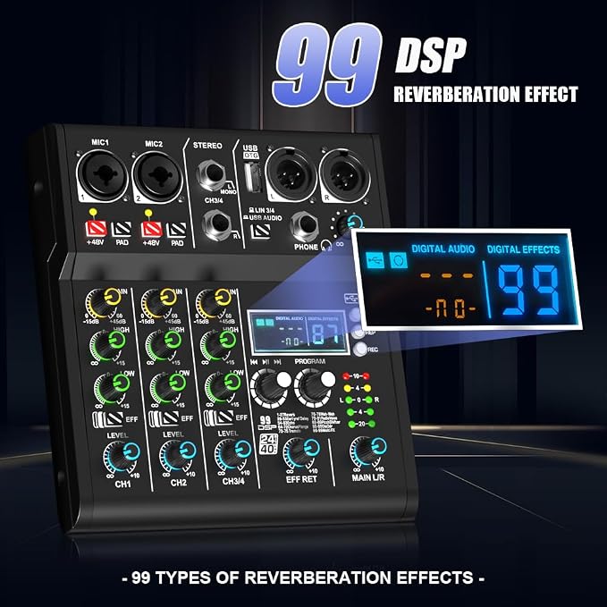 mw-4 black 4Channel Audio Mixer - Image 6
