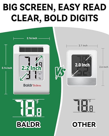 BALDR 4-Pack Digital Hygrometer Thermometer, Solar Power - Image 6