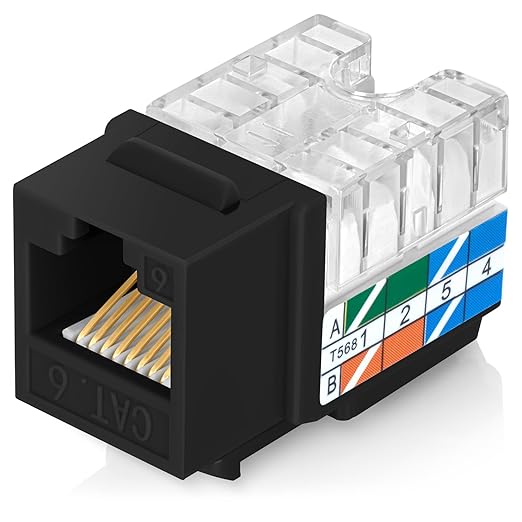 Everest 90° Angled RJ45 Cat6 Keystone Jacks 100-Pack in Black by EverestMediaSolutions