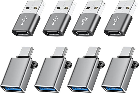 USB Type C Adapter 8 Pack, USB to USB C Adapter, USBC Type A Male Female OTG by BaseNew