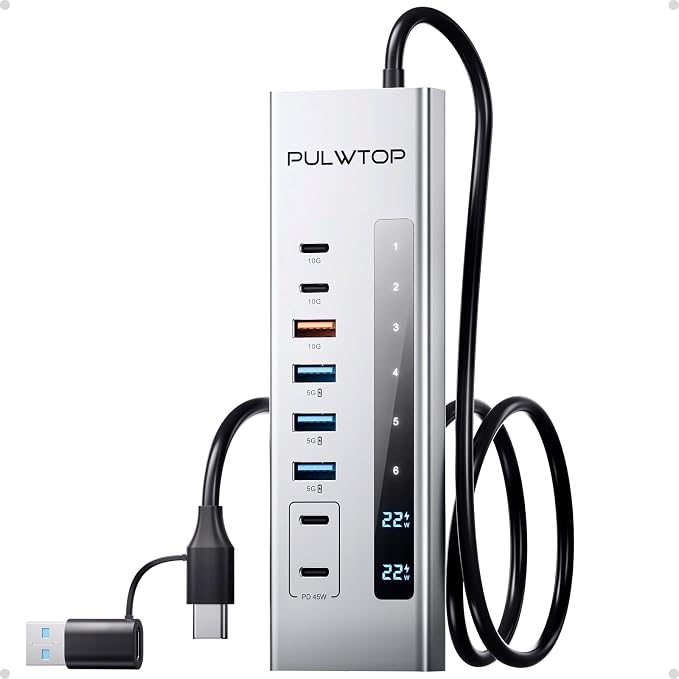 Powered USB C Hub, PULWTOP 11-in-1 USB Hub by PULWTOP