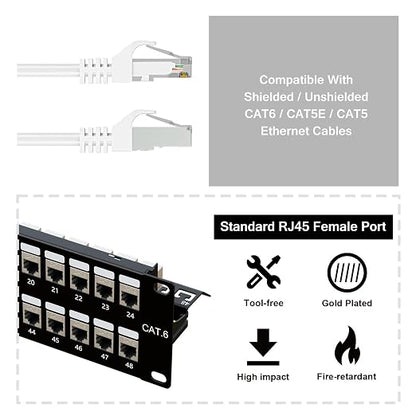 iwillink 10Gbps Patch Panel 48 Port, RJ45 Through Coupler 2U Cat6 Shielded - Image 3