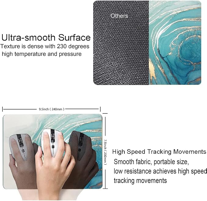 Mouse Pad, Marble Mouse Pad, Square Premium-Textured Mouse Mat Waterproof - Image 3