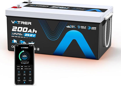 24V 200AH Bluetooth Low/High Temp Cutoff LiFePO4 Lithium Battery by VATRERPOWER