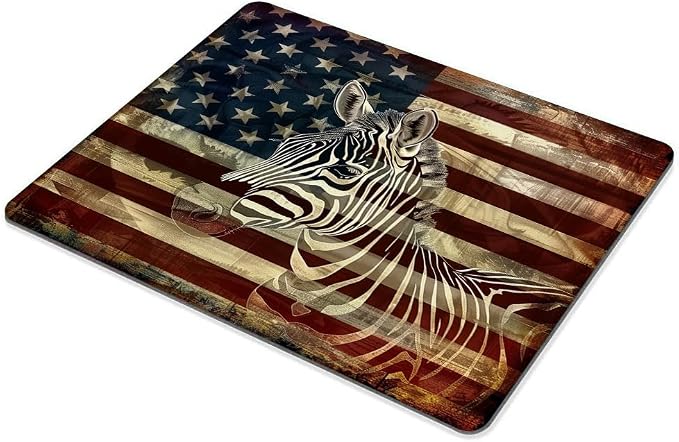 Square Mouse Pad Black and White Zebra and National Flag-1, Gaming Mouse Pads - Image 5