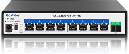 Goalake 2.5G Switch, 9-Port Ethernet Switch, 8×2.5G RJ45 + 1×10G SFP Ports by Goalake