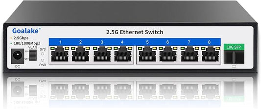 Goalake 2.5G Switch, 9-Port Ethernet Switch, 8×2.5G RJ45 + 1×10G SFP Ports by Goalake