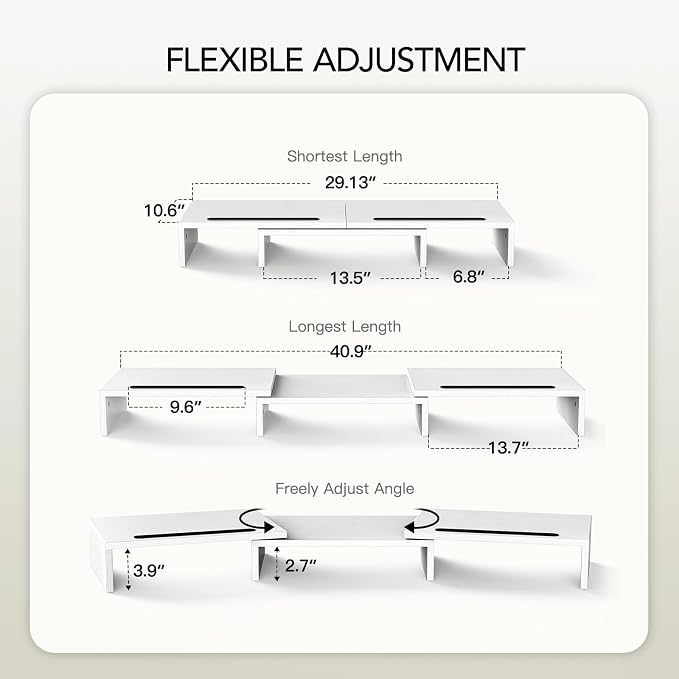 AMERIERGO Dual Monitor Stand Riser- 3 Shelf Screen Stand - Image 6