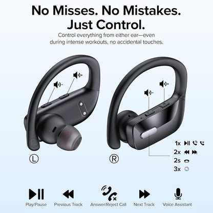 OCC Wireless Ear Hook Sport Earbuds, IPX5 Waterproof, 80H Playtime, Deep Bass - Image 6