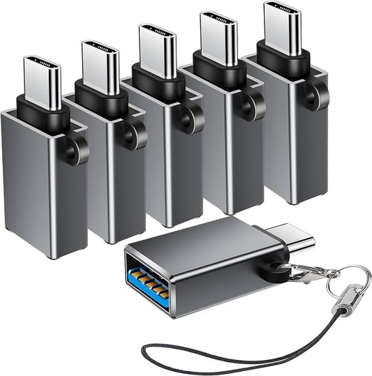 USB C to USB Adapter 6 Pack, Type C to USB Adapter, USBC Male to USBA Female by BaseNew