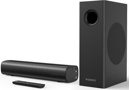 Sound Bars for Smart TV with Subwoofer, 2.1 Deep Bass Small Soundbar Home by RIOWOIS