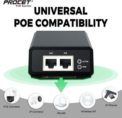 PROCET Gigabit PoE++ Injector 90W, IEEE802.3 af/at/bt Compliant 10/100/1000Mbps - Image 5