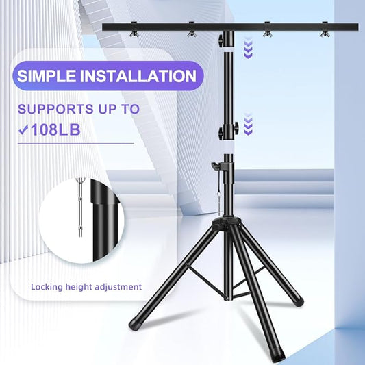 DJ Light Stand Heavy Duty Par Can Tripod T-Bar Stage Lights Stand Adjustable - Image 2