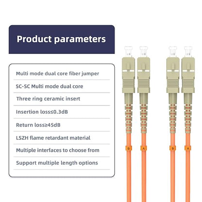 OM1 SC/UPC to SC/UPC Fiber Patch Cable 60M/196FT Multimode Duplex 62.5/125μm - Image 3