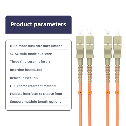 OM1 SC/UPC to SC/UPC Fiber Patch Cable 5M/16.4FT Multimode Duplex 62.5/125μm - Image 4