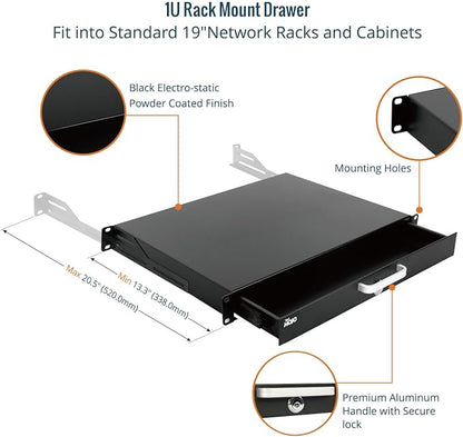 Tecmojo 1U Rack Drawer, Rack Mount Drawer - Image 4