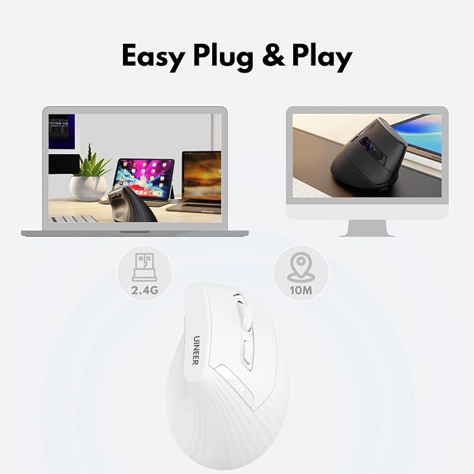 Vertical Mouse Wireless, 2.4G Rechargeable Mouse - Image 2