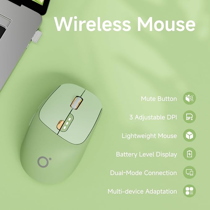 EWEADN Q5 Wireless Mouse, Battery Level Display, Ergonomic Office Mouse - Image 2