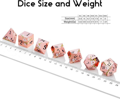 Metal Dice Set D&D, DNDND 7 PCS Flower Metallic DND Dice Set - Image 5