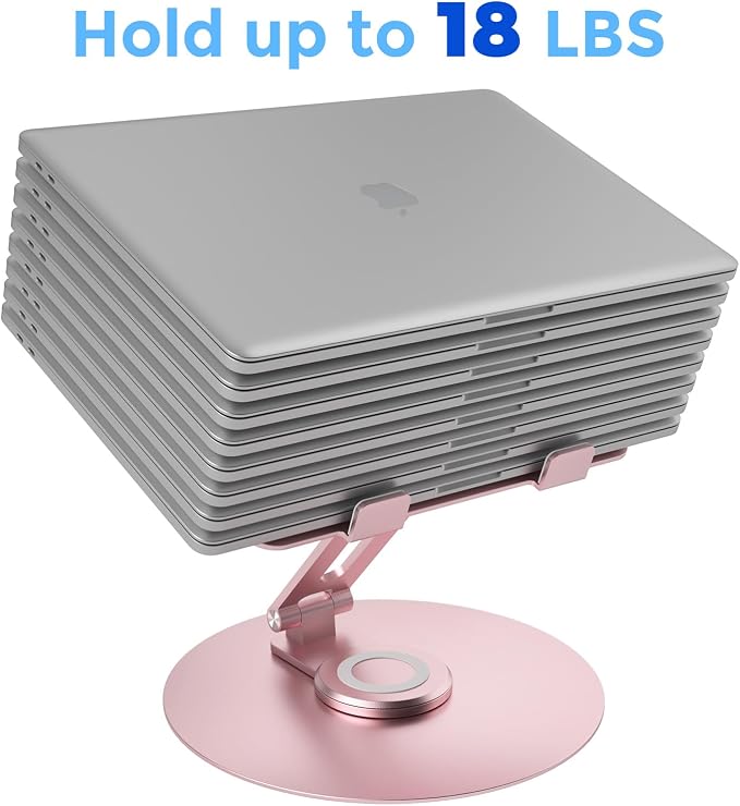 Swivel Laptop Stand for Desk, Adjustable Height Aluminum Computer Stand - Image 4