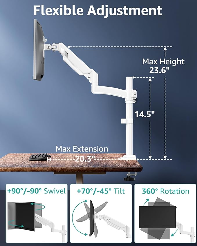 Single Monitor Mount Arm, VESA Desk Mount Stand - Image 3