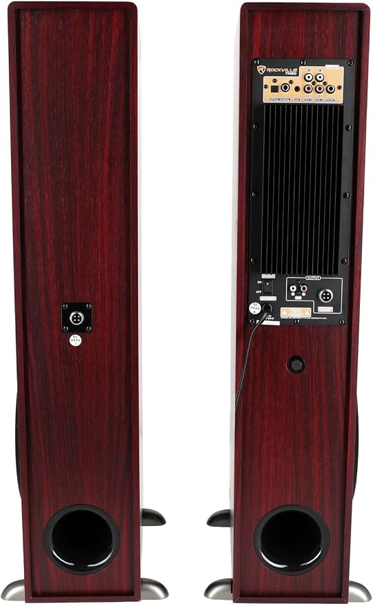 Rockville TM80C Powered Home Theater Tower Speaker System, Cherry Wood - Image 4