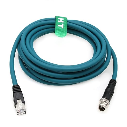 M12 Ethernet 8 Pin X-Code RJ45 CAT-7e GigE Cable by HangTonConnect