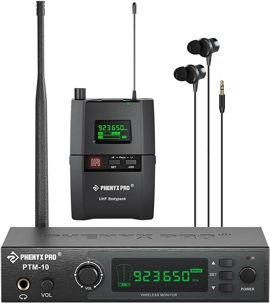 Phenyx Pro UHF Stereo Wireless in Ear Monitor System, Wireless IEM, 900MHz Band by PhenyxPro