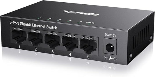 Tenda 5 Port Gigabit Switch, Unmanaged Ethernet Switch, Network Splitter by Tenda