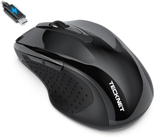 TECKNET Rechargeable Jiggler Wireless Mouse 4800 DPI Silent USB A & Bluetooth by Tecknet