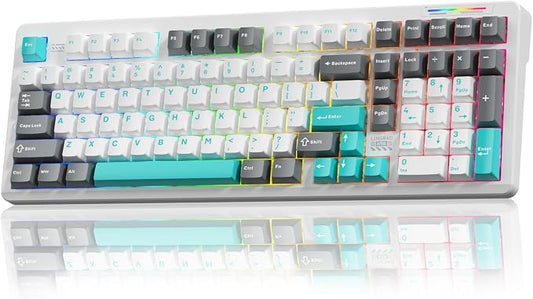 LINGBAO K98 Wireless Mechanical Gaming Keyboard, 10000mAh Battery Tri-Mode by CORBOBO