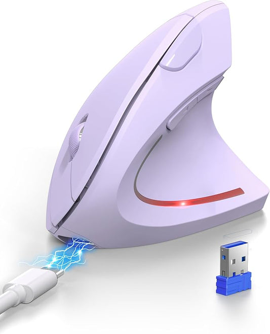 TECKNET Ergonomic Mouse, Rechargeable 2.4G+Bluetooth Vertical Mice 6 DPI by Tecknet