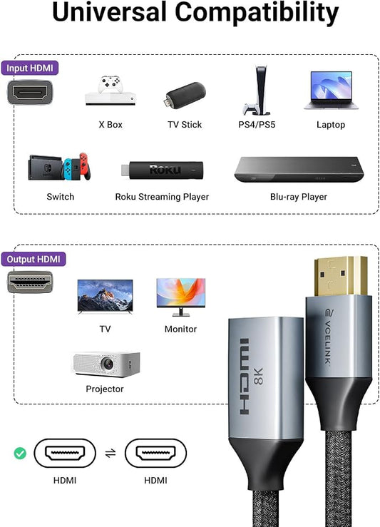 8K Short HDMI Extender Cable 0.6 FT Ideal - Image 2