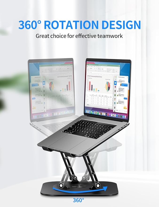 Adjustable Laptop Stand with 360 Rotating Base, Computer Stand - Image 2