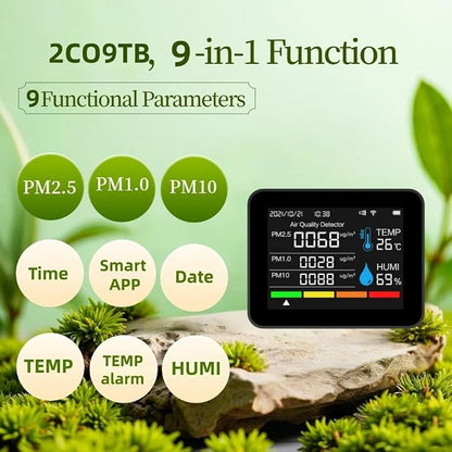 2CO9TB Smart WiFi Air Quality Monitor, Air Dust PM2.5 PM1.0 PM10 and Thermometer - Image 9