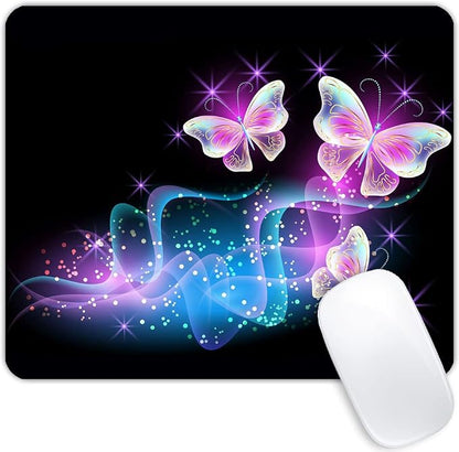 Glowing Night Pink Butterflies Mouse pad Customized Mousepad Non-Slip Rubber by Goodsprout