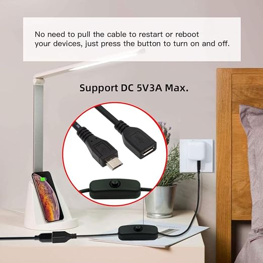 chenyang Micro USB Power Switch Extension Cable Micro USB Male to Female - Image 2