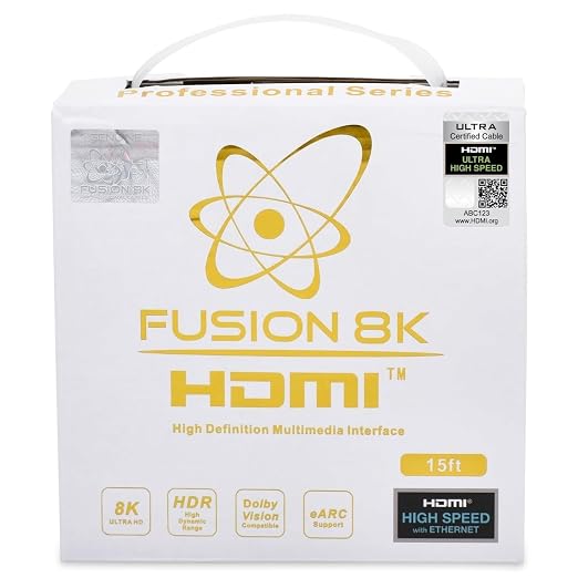 White HDR HDMI 2.1 Certified Cable Supports 10K 8K @60Hz and 4K @120Hz by Fusion8k