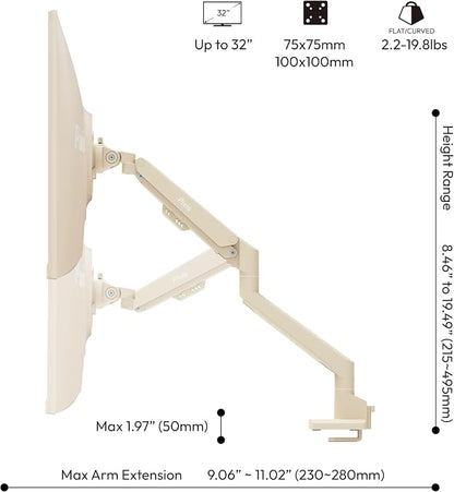 Pixio PS1S Wave Beige Single Monitor Arm Stand Desk Mount - Image 4