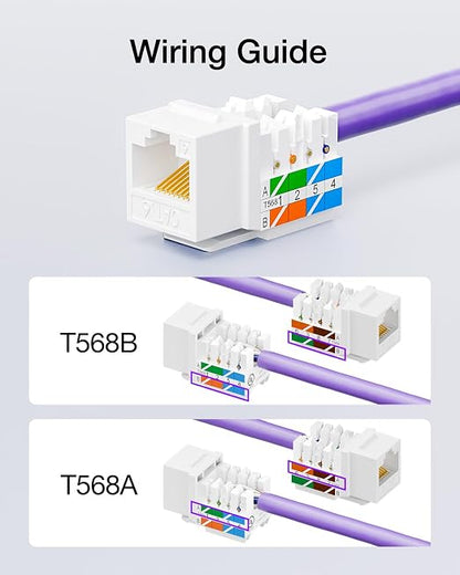 VCE RJ45 Cat6 Keystone Jacks UL Listed 50-Pack, UTP Ethernet Keystone Jacks - Image 8