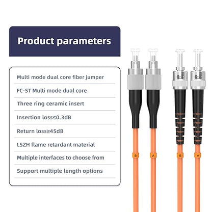 OM1 FC/UPC to ST/UPC Fiber Patch Cable, 100M/328FT Multimode Duplex 62.5/125µm - Image 4