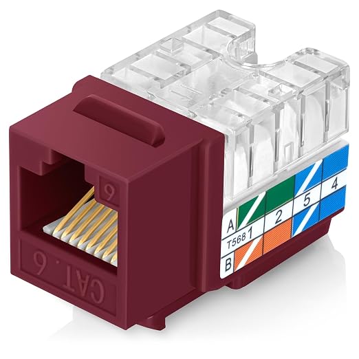 Everest 90° Angled RJ45 Cat6 Keystone Jacks 100-Pack in Red by EverestMediaSolutions