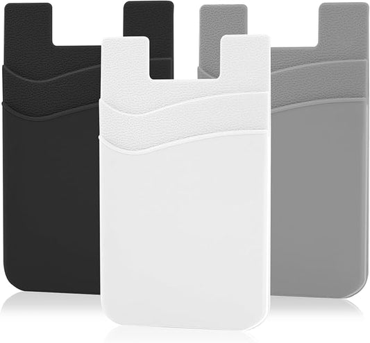 SS Card Holder for Phone Case, Phone Wallet Stick on Adhesive Silicone Cell by SS