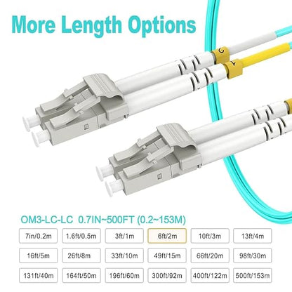 2m OM3 LC LC Fiber Patch Cable, Options 7inch~500ft,  - Image 3