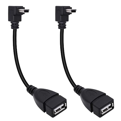 90 Degree Mini USB to USB A OTG Adapter Cable 5.5in Down Angle Mini USB 5-Pin by Xilaghy