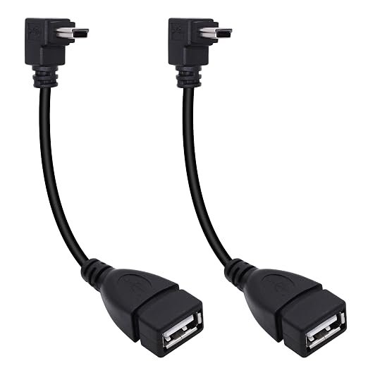 90 Degree Mini USB to USB A OTG Adapter Cable 5.5in Down Angle Mini USB 5-Pin by Xilaghy