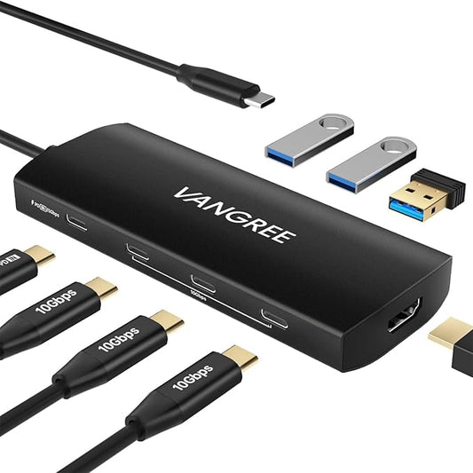USB C to USB C Hub 10Gbps, 3 USB 3.2 Gen 2 Ports, 4K@60Hz HDMI, 100W PD by VANGREE