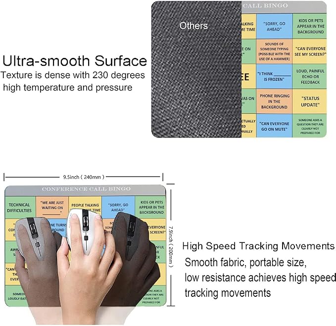 Conference Call Bingo Mouse Pad, Personalized Mouse Mat Waterproof Non-Slip - Image 5