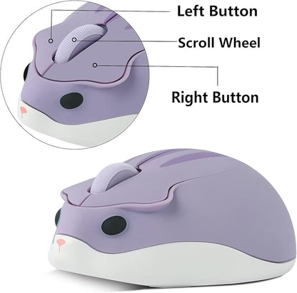 Wireless Mouse Cute Hamster Shape Less Noice Portable Mobile Optical 1200DPI - Image 5