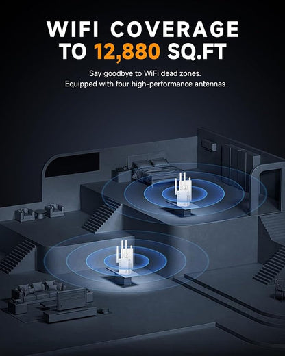 1200Mbps Dual-Band WiFi Extender | 12880 Sq.ft Coverage, Supports 105 Devices - Image 7